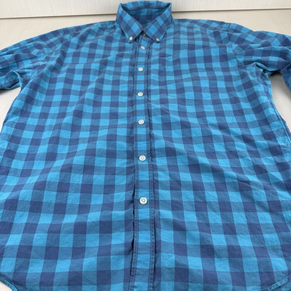 J.Crew Shirt Mens Large Blue Plaid Cotton Long Sleeve Pocket Button Down - Picture 3 of 10